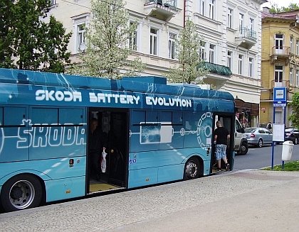 Z testovacího provozu elektrobusu Škoda PERUN v Mariánských Lázních