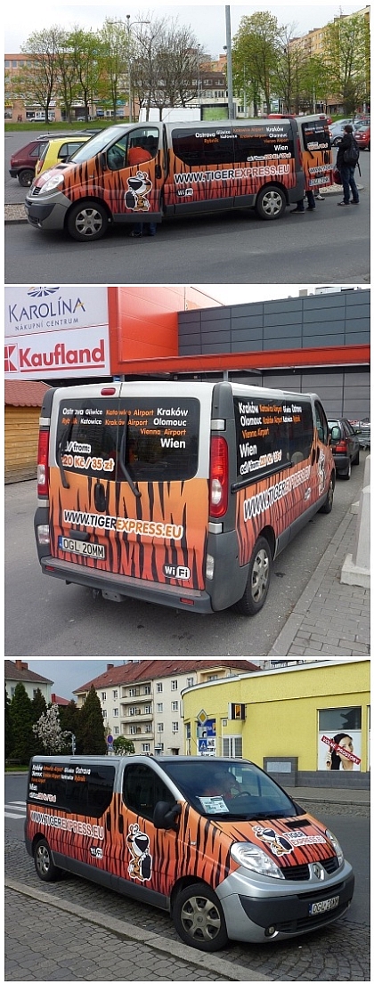 Minibusy Tigerexpress.eu zajišťují dopravu z Ostravy do Katowic a Krakova