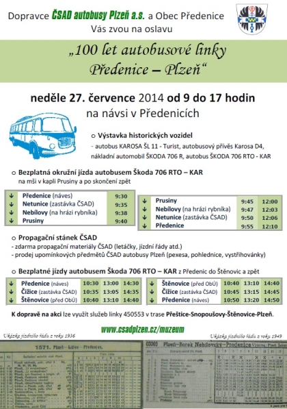 Oslava výročí 100 let provozu autobusové linky Plzeň - Předenice