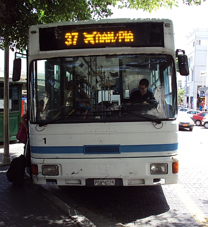 Autobusová pohlednice z řeckého ostrova Rhodos