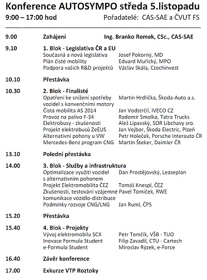 AutoSympo - 5.a 6. listopadu 2014: Tradiční konference