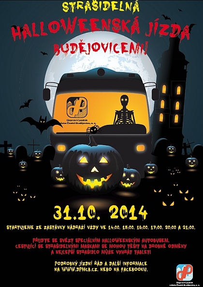 Strašidelný Halloweenský autobus v pátek 31.10.2014 v Českých Budějovicích