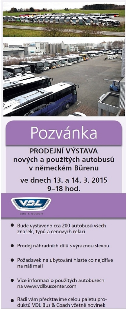 Březnové akce VDL Bus &amp; Coach: Prodejní výstava v Bürenu 13. a 14.3.2015