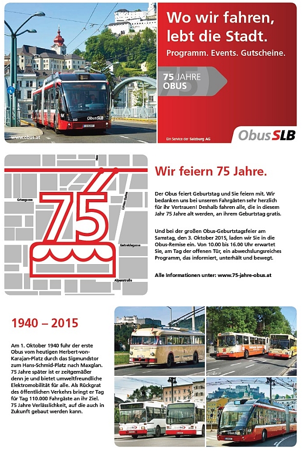 Trolejbusy v Salzburgu slaví 75 let. První 'Obus' vyjel v roce 1940