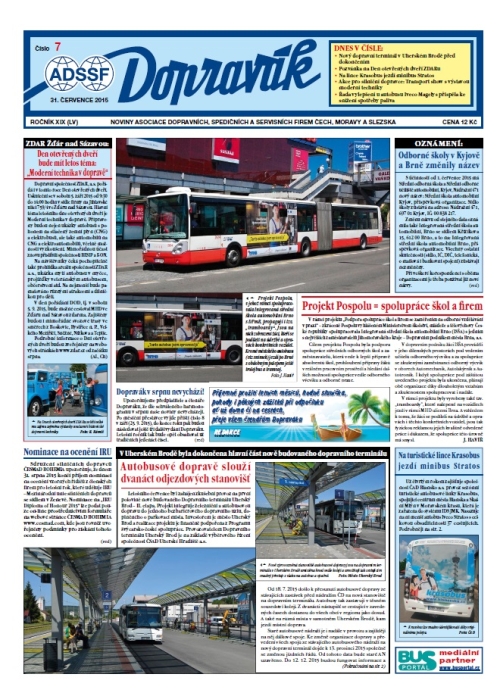 Vychází Dopravák 7/2015, noviny ADSSF