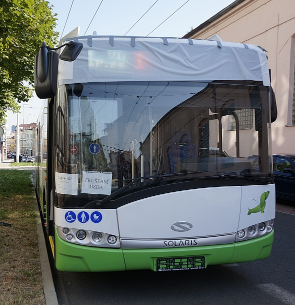 Z plzeňského polygonu 31.8.2015: Trolejbus Solaris Trollino 12 pro Cagliari