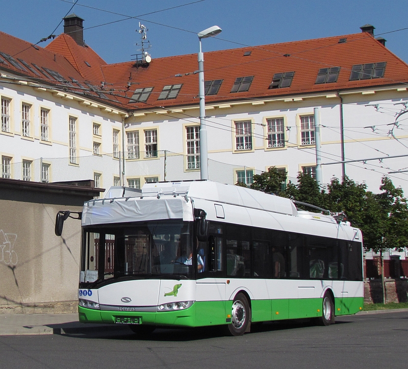 Z plzeňského polygonu 31.8.2015: Trolejbus Solaris Trollino 12 pro Cagliari