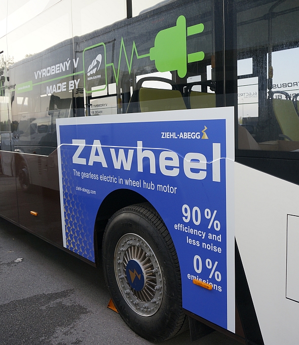 BUSWORLD 2015: Technologie ZAwheel  Ziehl-Abegg. Elektrobus EKOVA Electron 