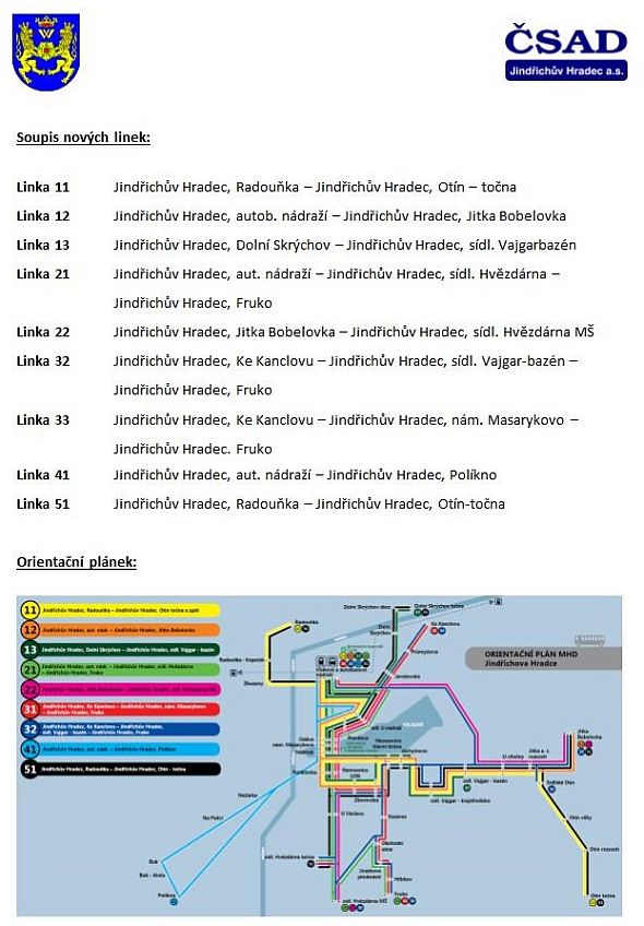 Městská hromadná doprava v Jindřichově Hradci: více linek, spojů 