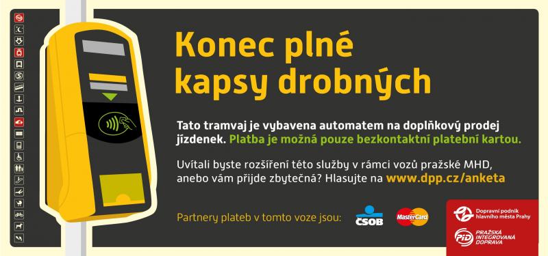 V Praze se platí v tramvajích bezkontaktní platební kartou