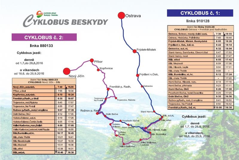 Od soboty 18. června jedou cyklobusy do Beskyd