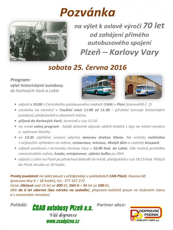 Oslavy 70 let autobusové linky Plzeň - Karlovy Vary