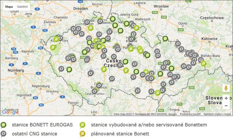 Bonett provozuje již 24 CNG plnících stanic