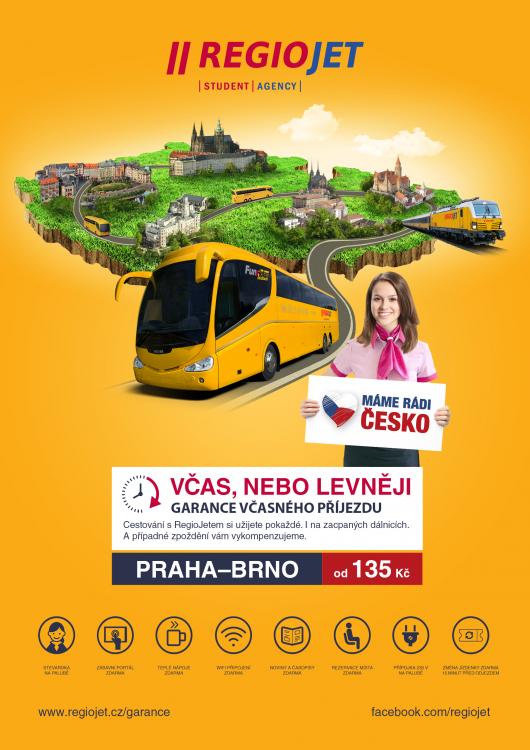 Novinka u RegioJet: V autobusech i vlacích mají cestující při zpoždění nárok na kompenzaci