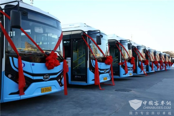 V Pekingu si rozbalili 350 vánočních elektrobusů BYD