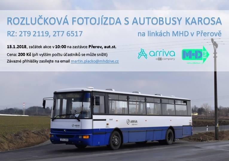 Rozlučková fotojízda s autobusy Karosa na linkách MHD v Přerově