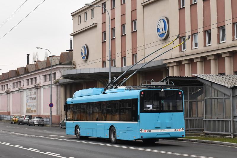 Testování škodováckých trolejbusů v prosinci 2017