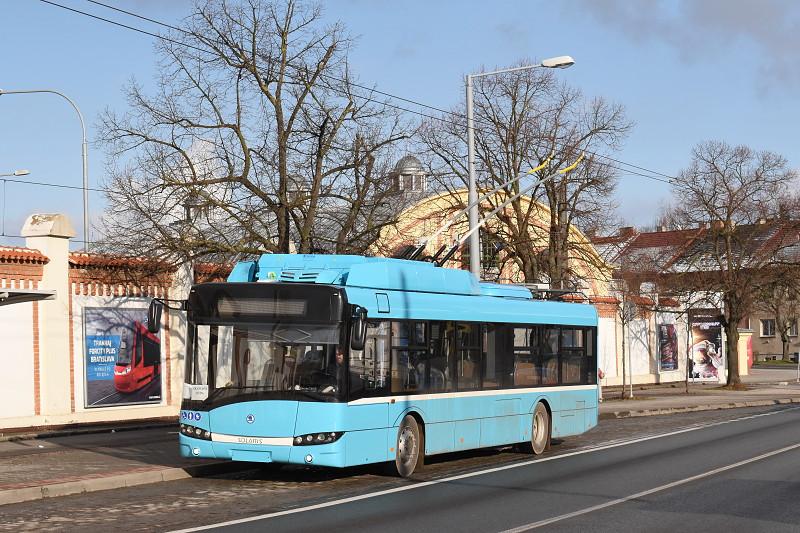 Testování škodováckých trolejbusů v prosinci 2017