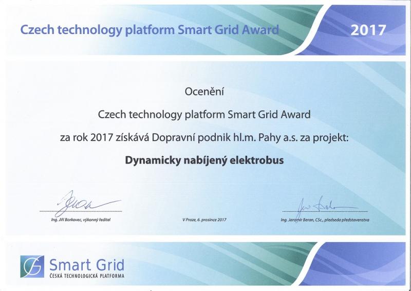 DPP obdržel cenu Czech Technology Platform Smart Grid Award za dynamicky nabíjené elektrobusy