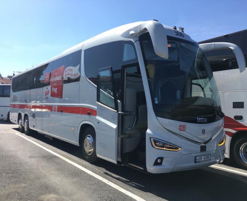 RegioJet pořídil nové autobusy Scania Irizar i8 pro provoz na autobusových linkách IC Bus Deutsche Bahn 