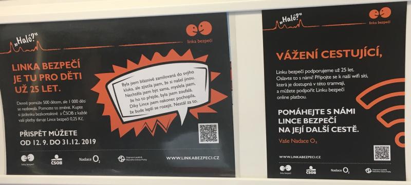 Z každé platby kartou v pražských tramvajích půjde část na podporu Linky bezpečí