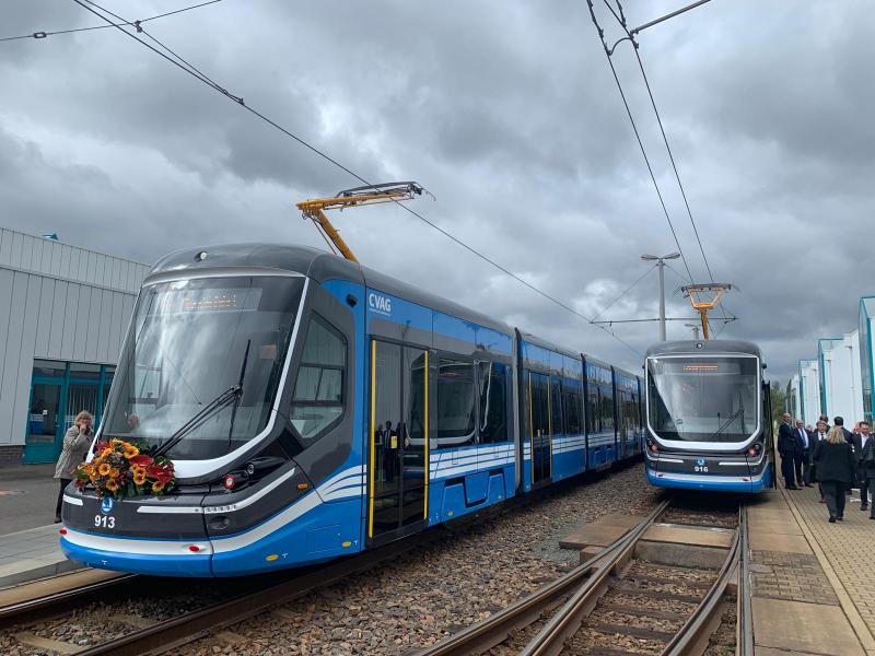 Škodovácké tramvaje svezly první cestující v německém Chemitzu