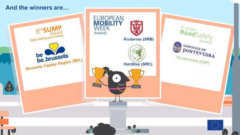 Kruševac, Karditsa, Brusel a Pontevedra získávají evropská ocenění za udržitelnou mobilitu