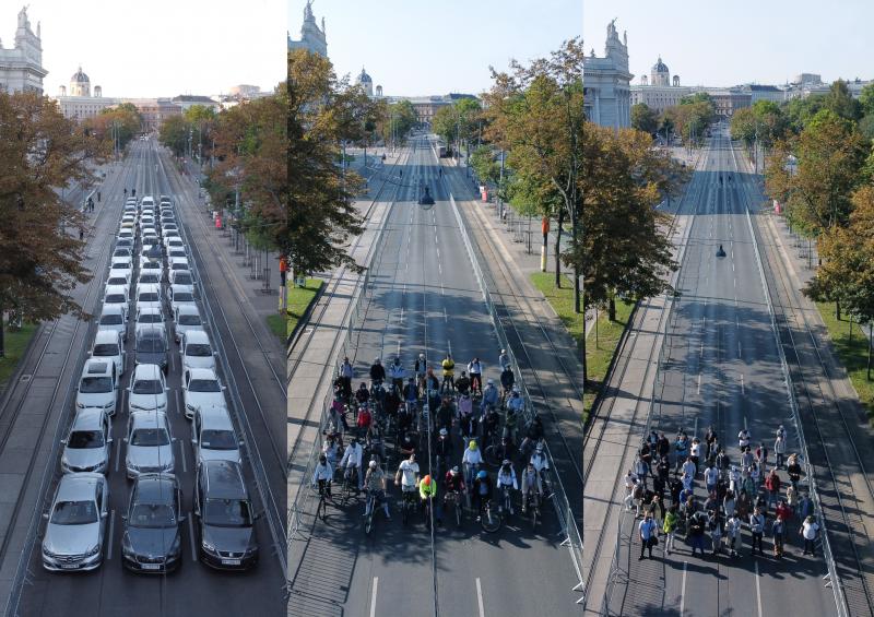 Pouze 26 procent cest ve Vídni připadá na auta, přesto zabírají nejvíce prostoru