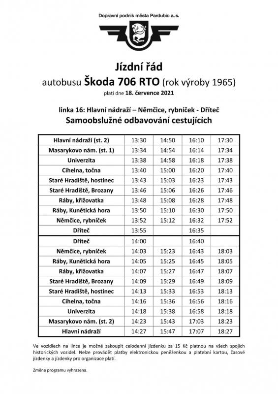 Historickým autobusem Škoda 706 RTO v Pardubicích